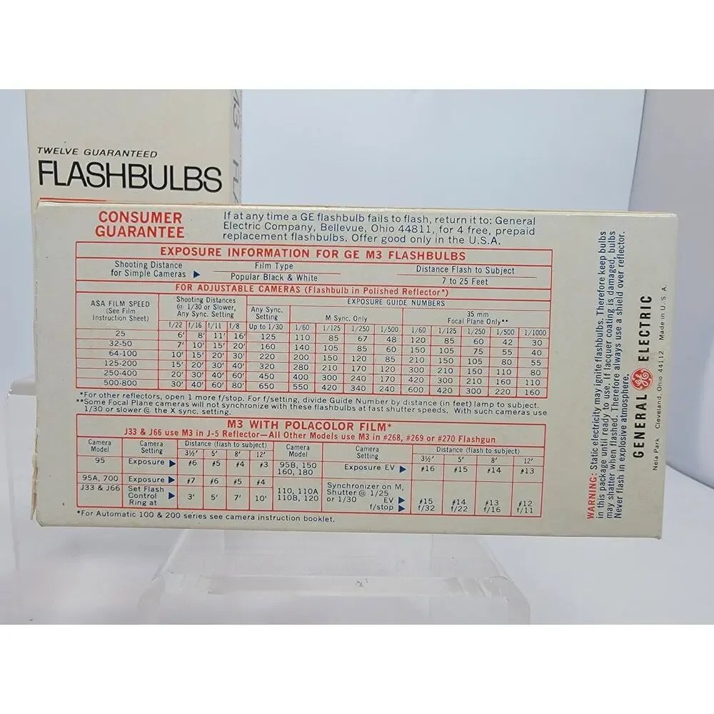3 General Electric GE M3 Flashbulbs 12 Bulbs In Original Box's New Old Stock